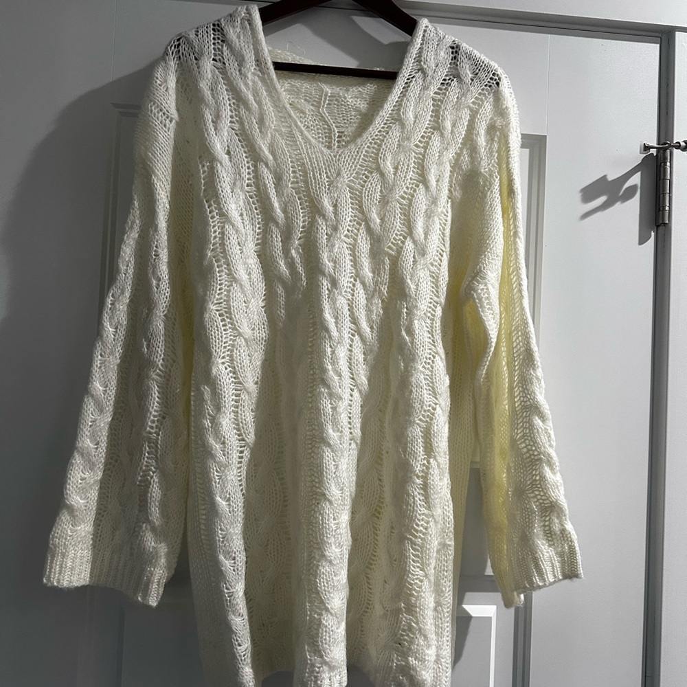 Women's Cream Cable Knit Sweater